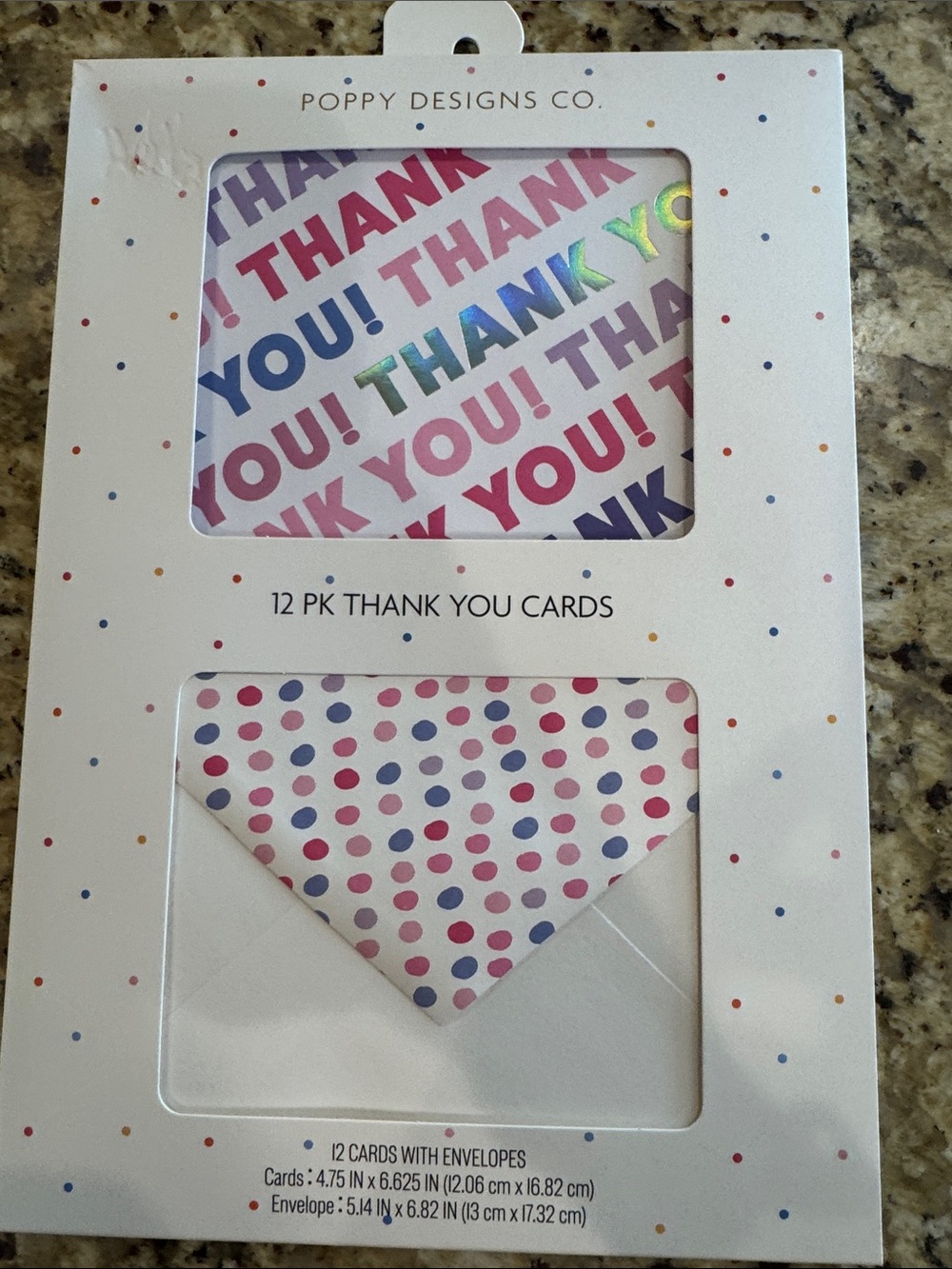 Pink & Purple Polka Dot Thank You Cards - 12 Pack